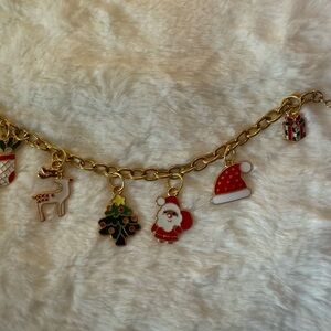 Artisan Made Christmas Charm Bracelet with Santa and Friends